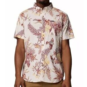 Columbia Mens Large Rapid Rivers Printed Short Sleeve Shirt Sea Salt Outbacked